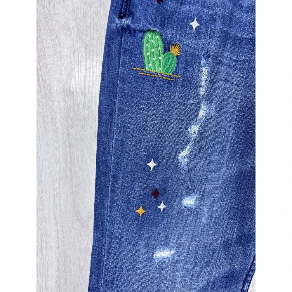 Cruel‎ Girl Rhyon Jeans Womens 29 Cactus Embroidered Boyfriend Western Cropped